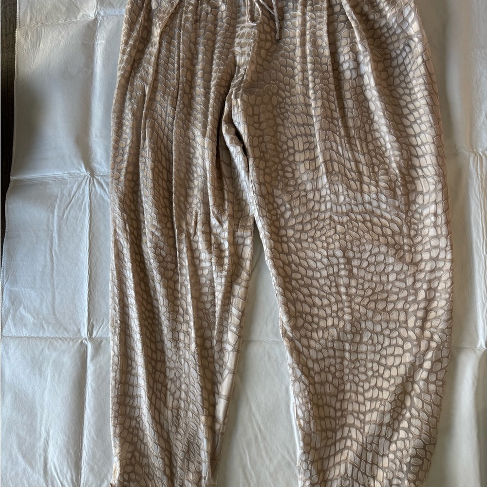 Haute Hippie Cream and Beige Textured Pants